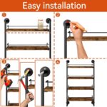 IBUYKE Spice Rack Wall Mount,4 Tier Hanging Seasoning Organizer,Large Spice Rack for Wall for up to 50 Jars,Spice Organization for Kitchen Cabinet,Bathroom,Pantry,Living Room,Brown TLJ016H - Image 5