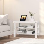 COSTWAY Bamboo Shoe Rack Bench 3-Tier Free Standing Wood Shoe Storage Organizer Shelf Holder Home Entryway Hallway Furniture Eco-Friendly (White) - Image 5