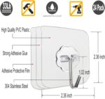 24 Pack Heavy Duty Self Adhesive Hooks - 33lb Max, Transparent, Waterproof, Sticky Wall Hooks for Keys, Bathroom, Shower, Outdoor, Kitchen, Door, Home Improvement, Utility - Image 3