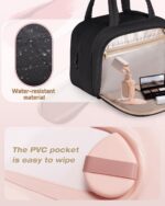 Travel Toiletry Bag for Women with Hanging Hook, Water Resistant Puffy Makeup Organizer with Leak Proof Pockets for Toiletries and Cosmetics - Black (Bag Only) - Image 5