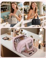 Travel Toiletry Bag for Women with Hanging Hook, Water Resistant Puffy Makeup Organizer with Leak Proof Pockets for Toiletries and Cosmetics - Black (Bag Only) - Image 6