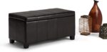 SIMPLIHOME Dover 36 inch Wide Contemporary Rectangle Storage Ottoman Bench in Tanners Brown Vegan Faux Leather, Assembled, For the Living Room, Entryway and Family Room - Image 4