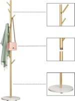 Gold Coat Racks, Metal Coat Rack Freestanding with Hooks, Entryway Coat Rack Stand, Coat Racks with Marble Base, Coat Tree for Hanging Clothes, Hats, Bags - Image 3