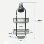 HOPOPRO Hanging Shower Organizer, Over Head Shower Caddy Bathroom Shower Storage Rack Basket with Hooks for Sponge or Towels No Drilling & Rustproof, Chrome - Image 4