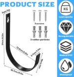 2 Pcs Wall Hooks for Hanging Heavy Duty, Coat Hooks Wall Mounted, Black Metal Screw in Hook Hangers for Hanging Towels Backpack Clothes Robe Bags Bathroom Closet Garage Outdoor + Screws(6.1") - Image 3