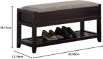 Roundhill Furniture Rouen Espresso Seating Bench with Shoe Storage, - Image 3