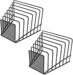 2 Pack Multi Step File Organizer Incline Desktop File Sorter Metal Wire Mesh Step File Letter Sorter, 7 Sections, Black - Image 3