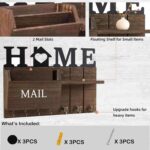 Key Holder for Wall with Shelf - Rustic Wooden Key Rack, Mail Organizer & Hooks for Keys, Coats, Dog Leash, Letters - Decorative Key Hanger for Entryway, Hallway, Living Room - Image 3