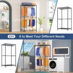 Ulif E12 Clothes Rack，Heavy Duty Freestanding Garment Rack with Shelves，Metal Clothing Closet Storage System for Hanging Clothes，71" W x 16" D x 76.5" H, Hold 960 lbs，Black - Image 5