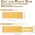 4 Pcs 6 Inch High Drawer Dividers 15"-22" Adjustable Bamboo Drawer Dividers Deep Expandable Dresser Organizer with Spring Loaded for Clothes Bedroom Bathroom Kitchen Fridge Office - Image 3