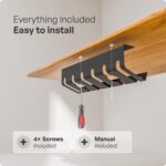 PAMO Cable Management Under Desk for Easy mounting Under-Table I Set of 2 - with 10X Cable Ties I Desk Organizer for Office/Home Office Table Thoughtful Cable Tray Holder - Image 5
