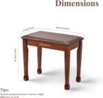 Piano Bench with Waterproof Padded Cushion, Makeup Stools for Vanity, Bench for Living Room/Bedroom (Wood) - Image 4