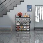 6 Tiers Metal Shoe Rack,Adjustable Shoe Shelf Storage Organizer with Hooks,Stackable Boot & Shoe Storage,for Entryway,Hallway,Closet,Black - Image 3