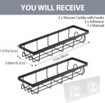 Shower Caddy Organizer with Hooks,Self Adhesive Bathroom Shelves,No Drilling Bathroom Organizers and Storage,Perfect for RV, Apartment, Home Decor,2 Pack Black - Image 3