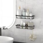 Shower Caddy Organizer with Hooks,Self Adhesive Bathroom Shelves,No Drilling Bathroom Organizers and Storage,Perfect for RV, Apartment, Home Decor,2 Pack Black - Image 4