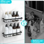 Shower Caddy Organizer with Hooks,Self Adhesive Bathroom Shelves,No Drilling Bathroom Organizers and Storage,Perfect for RV, Apartment, Home Decor,2 Pack Black - Image 5