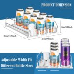 asika Drink Organizer for Fridge, Adjustable Width Soda Can Dispenser for Refrigerator Organizers and Storage, 3 Rows Beer Bottle Beverage Holder with Pusher Glide (14.96" D, White) - Image 3