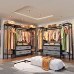 Heavy Duty Garment Rack Clothes Rack,Large Metal Closet Organizer System Storage Wardrobe,Freestanding Clothing Rack with 8 Adjustable Wire Shelves&3 Hang Rods,MaxLoad 900lbs - Image 3