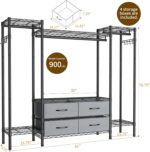 Heavy Duty Garment Rack Clothes Rack,Large Metal Closet Organizer System Storage Wardrobe,Freestanding Clothing Rack with 8 Adjustable Wire Shelves&3 Hang Rods,MaxLoad 900lbs - Image 4
