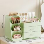 Makeup Organizer with Drawers for Vanity,Spacious Cosmetic Display Case,Perfect Storage Solution for Your Beauty Essential (All Green) - Image 3