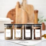 SAVVY & SORTED 12 Black Bamboo Spice Jars - 8.5oz Large Glass Jars with Black Bamboo Lids - Seasoning Jars with Airtight Lid, Containers Herb Spice Rack Kitchen Organization - Image 4