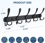 TICONN Wall Mounted Coat Rack, Five Heavy Duty Tri Hooks All Metal Construction for Jacket Coat Hat in Mudroom Entryway (Matte Black, 1-Pack) - Image 3