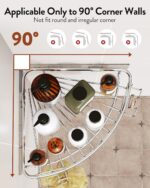 Orimade Corner Shower Caddy Stainless Steel with Hooks Wall Mounted Bathroom Shelf Storage Organizer Adhesive No Drilling 2 Pack, Silver Only for 90-Degree Corner - Image 3