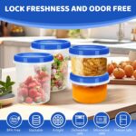 Heavy Duty Airtight Plastic Containers with Twist Top Lids, Stackable Freezer Containers for Lunch, Salad, Soup, Leftover, Ice Cream, BPA Free [6 Pack-32 oz] - Image 5