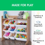 Humble Crew Toy Storage Organizer with Top Shelf and 9 Removable Bins, Natural/White – Toddler Bookshelf with Toy Organizer - Modern Toy Rack Ideal for Kids' Rooms, Playrooms, and Nurseries - Image 5