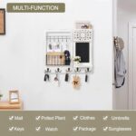 Key Holder Wall Mount, Mail Organizer with 10 Hooks and Shelf, Wall Decorative Key Rack with Chalkboard for Entryway Hallway Bedroom Farmhouse Dog Leash Home Decor - Image 3