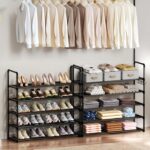 Shoe Rack, 10 Tier Shoe Storage Organizer with Hooks,Fit 40-45 Pairs Shoes,Metal Tall Shoe Shelf for Closet,Entryway, Hallway,Garage,Bedroom,Cloakroom - Image 3