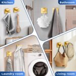 Towel Hooks for Bathrooms, Heavy Duty Wall Mounted Stainless Steel Modern Hook, – Ideal for Hanging Towels, Robes, Coats, in Kitchen, Bedroom, Bathroom, or Hotel (2 Pack, Brushed Gold) - Image 4