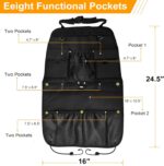 Car Seat Back Organizer with Multiple Storage Pockets, Black Mesh and Fabric, Universal Fit - Image 3