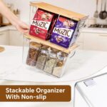 Criusia 2 Set Pantry Organizers and Storage with Bamboo Lids, Stackable Clear Bins for Onion, Potato, Fruit, Vegetables, Trash Bag Dispenser, Kitchen and Under Sink Organizer - Image 7