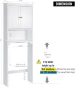 Spirich Over The Toilet Storage Cabinet, Bathroom Shelf Over Toilet, Bathroom Storage Cabinet Organizer, White - Image 3