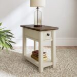 Signature Design by Ashley Bolanburg Chair Side End Table , USB Charging Ports, Drawer, Oak Wood, 14" W x 24.13" D x 24.13" H, 2-Tone Light Brown & Whitewash - Image 3
