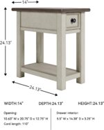 Signature Design by Ashley Bolanburg Chair Side End Table , USB Charging Ports, Drawer, Oak Wood, 14" W x 24.13" D x 24.13" H, 2-Tone Light Brown & Whitewash - Image 4