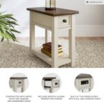 Signature Design by Ashley Bolanburg Chair Side End Table , USB Charging Ports, Drawer, Oak Wood, 14" W x 24.13" D x 24.13" H, 2-Tone Light Brown & Whitewash - Image 5