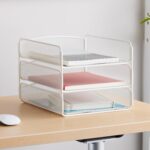 Safco Onyx Desk Organizer, 3 Trays, Office and Classroom Mailbox, Paper and Mail Sorter, Steel Mesh, White - Image 3