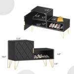 yoyomax Storage Bench with 2 Compartments & Adjustable Shelf, Holds up to 350lb Shoe Rack for Entryway/Hallway(30in, Black) - Image 3