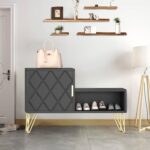 yoyomax Storage Bench with 2 Compartments & Adjustable Shelf, Holds up to 350lb Shoe Rack for Entryway/Hallway(30in, Black) - Image 4