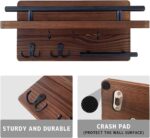 Wooden Wall Mounted Key and Mail Holder Organizer with 5 Hooks Sunglass Storage for Entryway Home Office Decor - Image 3