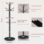 Modern Metal Coat Rack Stand, Coat Rack Freestanding with Natural Marble Base, Sturdy Heavy Duty Coat Racks with 12 Hooks, Black Coat Hall Tree Stand for Entryway, Office (12 HOOKS-Black) - Image 3