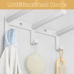 Ovicar Towel Racks for Bathroom - Wall Mounted Towel Rack with Metal Shelf & 3 Hooks, 3 Bars Wall Towel Holder for Small Bathroom, Bath Towel Storage for Rolled Towels Organizer (White) - Image 5