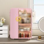 UAK Makeup Organizer with Drawers for Vanity, Cosmetic Display Case with Brush Holders, Storage for Skincare Countertop Bathroom (Pink) - Image 3