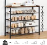 HOOBRO Hall Tree, Coat Rack with Shoe Rack, Hall Tree with Bench, 5 Tier Shoe Storage Organizer with 9 Hooks for Entryway, Closet, Sturdy, Industrial, Rustic Brown and Black BF80MT01G2 - Image 4