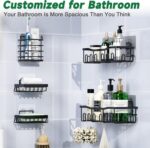 JIANDOS Shower Caddy 5 Pack Rustproof Stainless Steel Bath Organizers With Large Capacity, No Drilling Shelves, Adhesive Shower Caddy, for Bathroom Storage & Home Decor, SC02 - Image 3