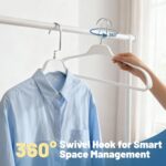 10 Pack Plastic Hangers, Heavy Duty No Shoulder Bump White Suit Hangers, Extra Wide Shoulders Non-Slip Hangers with 360° Metal Swivel Hook for Thick Sweaters Coat Jacket(White) - Image 6