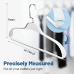 10 Pack Plastic Hangers, Heavy Duty No Shoulder Bump White Suit Hangers, Extra Wide Shoulders Non-Slip Hangers with 360° Metal Swivel Hook for Thick Sweaters Coat Jacket(White) - Image 8