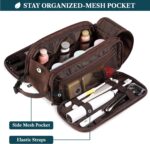 PAVILIA Toiletry Bag for Men Women, Mens Travel Bag Toiletries Organizer Case for Grooming, Travel Essentials Shaving Dopp Kit, PU Leather Water Resistant Cosmetic Pouch, Dark Brown - Image 3